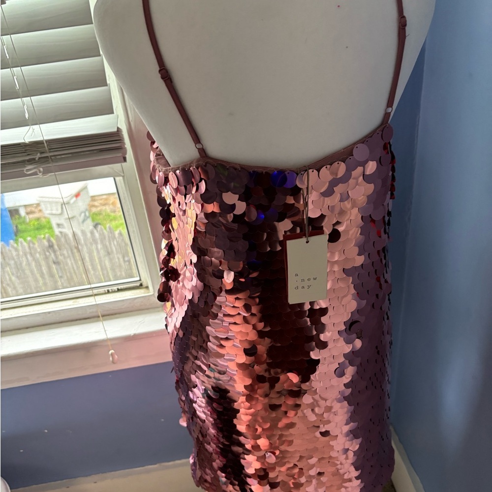 A New Day Gold Sequin Slip Dress Night Out - Picture 3 of 6